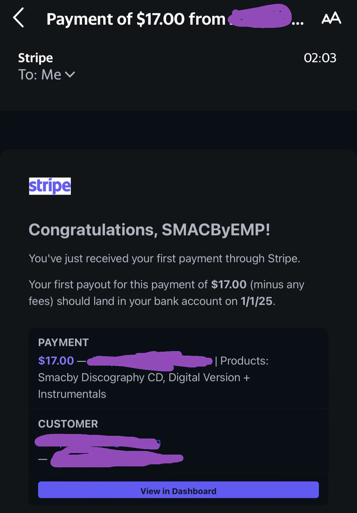Stripe Payment Confirmation